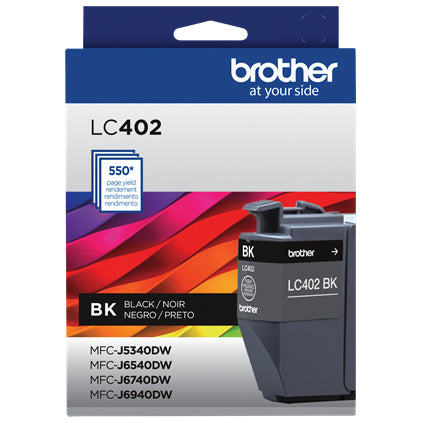 Cartucho de Tinta Brother LC402BKS | Rendimiento de 550 Páginas, Tinta Negra