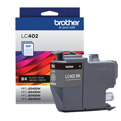 Cartucho de Tinta Brother LC402BKS | Rendimiento de 550 Páginas, Tinta Negra