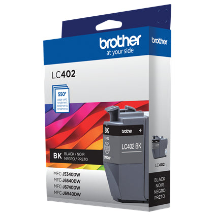 Cartucho de Tinta Brother LC402BKS | Rendimiento de 550 Páginas, Tinta Negra