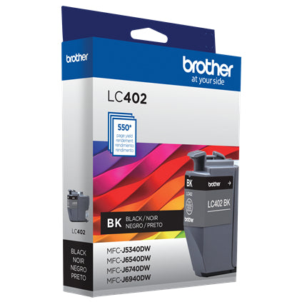 Cartucho de Tinta Brother LC402BKS | Rendimiento de 550 Páginas, Tinta Negra