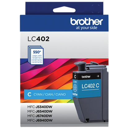 Cartucho de Tinta Brother LC402CS | Cian, Rendimiento de 550 Páginas