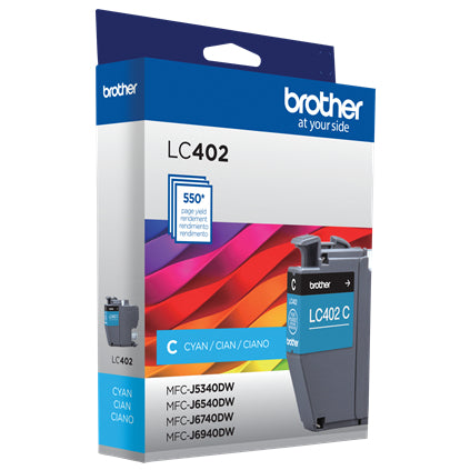 Cartucho de Tinta Brother LC402CS | Cian, Rendimiento de 550 Páginas