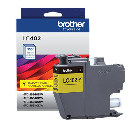 Cartucho de Tinta Brother LC402YS | Rendimiento de 550 Páginas, Color Amarillo