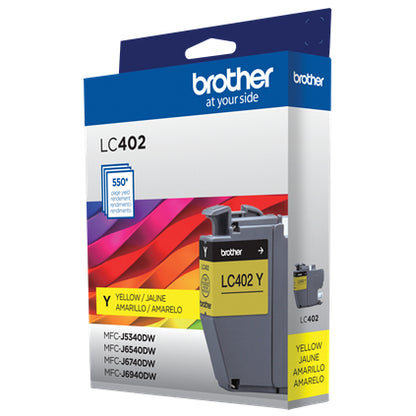 Cartucho de Tinta Brother LC402YS | Rendimiento de 550 Páginas, Color Amarillo