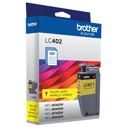 Cartucho de Tinta Brother LC402YS | Rendimiento de 550 Páginas, Color Amarillo