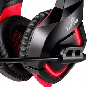Diadema Gaming Qian YDW-33402 | USB, Color Negro con Rojo
