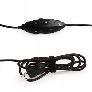 Diadema Gaming Qian YDW-33402 | USB, Color Negro con Rojo
