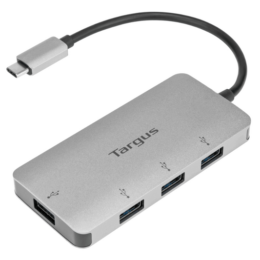 Targus Ach226bt Concentrador USB - USB 3.0 Typo C - 5gb/s - Mouse, Teclado, Disco Duro, Unidad Flash - Externo - Plata - 4 Total USB Port(s) - 4 USB 3.0 Port(s) - Pc, Mac