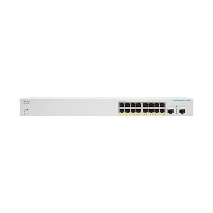 Cisco Switch Cbs220 Administrable Smart Capa 2, 16 Puertos Gigabit Ethernet, Poe+ con 130w Totales, 2 Puertos Sfp (2x1g), el Smartnet Se Adquiere Por Separado