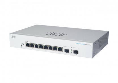 Cisco Switch Cbs220 Administrable Smart Capa 2, 8 Puertos Gigabit Ethernet, Poe+ con 130w Totales, 2 Puertos Sfp (2x1g), el Smartnet Se Adquiere Por Separado