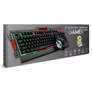 Teclado Combo USB Iluminado Metalico Humo