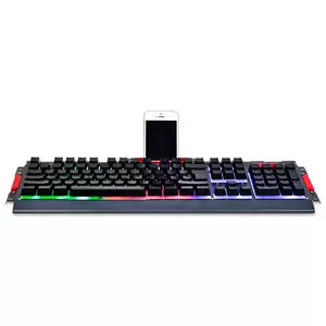 Teclado Combo USB Iluminado Metalico Humo