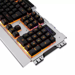 Teclado Combo USB Iluminado Metalico Humo