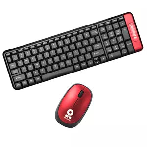 Teclado y Mouse Inalámbrico BRobotix 6000632 | Multimedia, Color Rojo