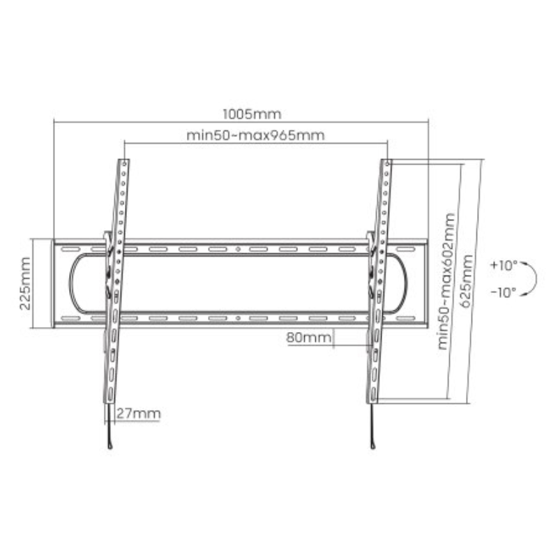 Manhattan Soporte de Montaje para Soporte de Sobremesa, Pantalla Curva, Tv, Pantalla Lcd, Monitor Oled, Plasma Tv - Negro - Horizontal - 1 Pantalla(s) Admitidas - 152.4CM a 304.8CM (120") para