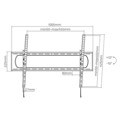 Manhattan Soporte de Montaje para Soporte de Sobremesa, Pantalla Curva, Tv, Pantalla Lcd, Monitor Oled, Plasma Tv - Negro - Horizontal - 1 Pantalla(s) Admitidas - 152.4CM a 304.8CM (120") para