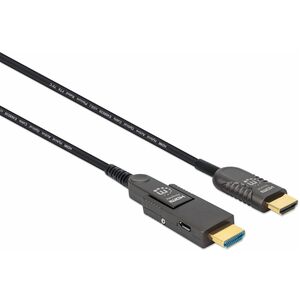 Cable HDMI Fibra Optica M-M 4k@60hz 30.0m - 18gbit/s - Admite Hasta3840 X 2160 - Oro Contacto Chapado - Plenum, Cmp - 28 Awg - Negro