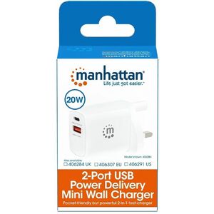 Cargador Pared Intellinet 406291 | USB-C PD 20W, Adaptador Universal