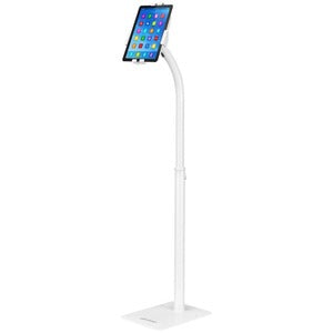 Soporte Tableta de Piso 7.9 a 11" , Antirro - 20.1CM (7.9") a 27.9CM (11") para Pantalla Plana - 1kg Capacidad de Carga - 118.9CM Altura X 3CM Ancho - Suelo - Acero, Plástico - Blanco - para Tableta,