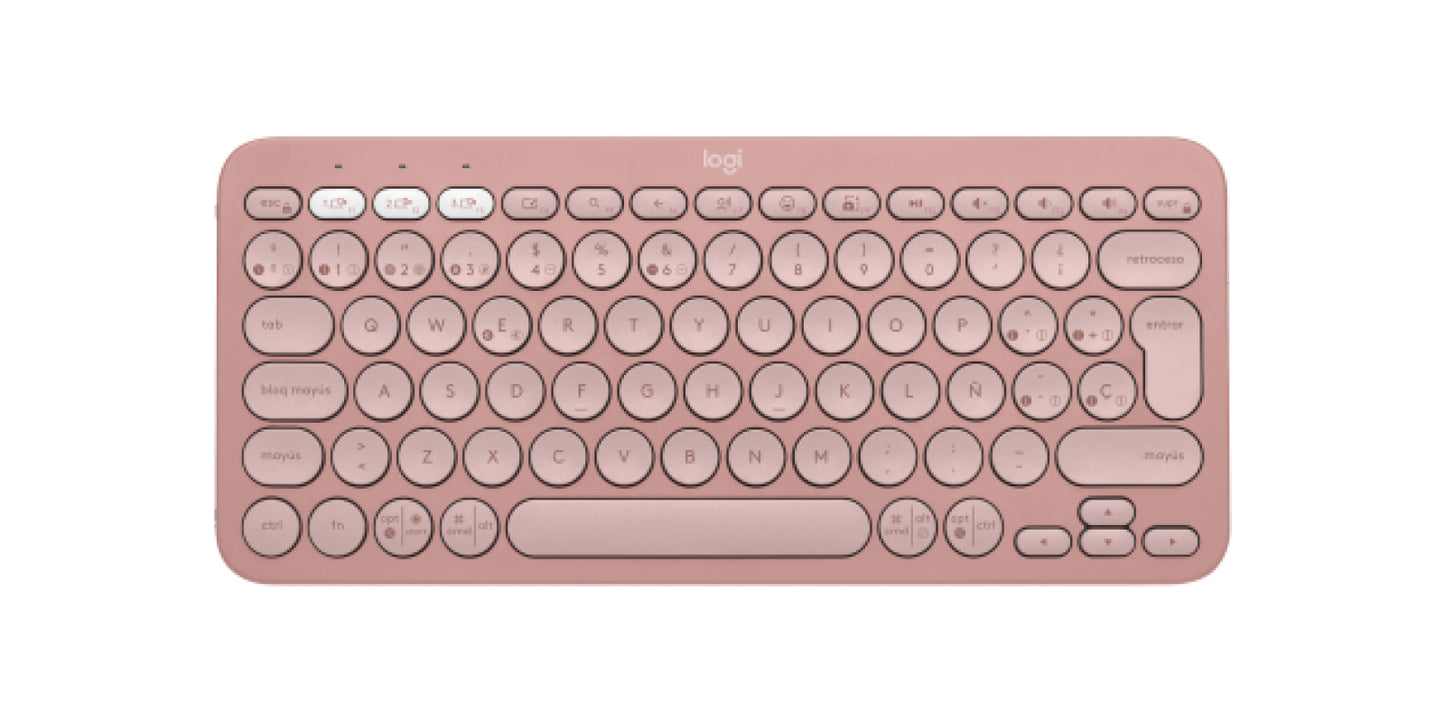Logitech Pebble Keys 2 K380s Teclado - Inalámbrico Conectividad - USB Interfaz - Español - Rosa - Bluetooth - 10m - de Escritorio, Buscar, Atrás, Emoji, Screen Snipping, Dictado, Multimedia Tecla(s)