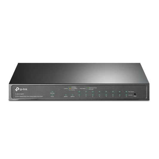 TP-LINK Easysmart TL-SG1210MPE 10 Puertos Gestionable Conmutador Ethernet - Gigabit Ethernet - 10/100/1000base-t, 1000BASE-X - 2 Capa Compatible - Modular - 1 Ranuras Sfp - 7.66w Power Consumption -