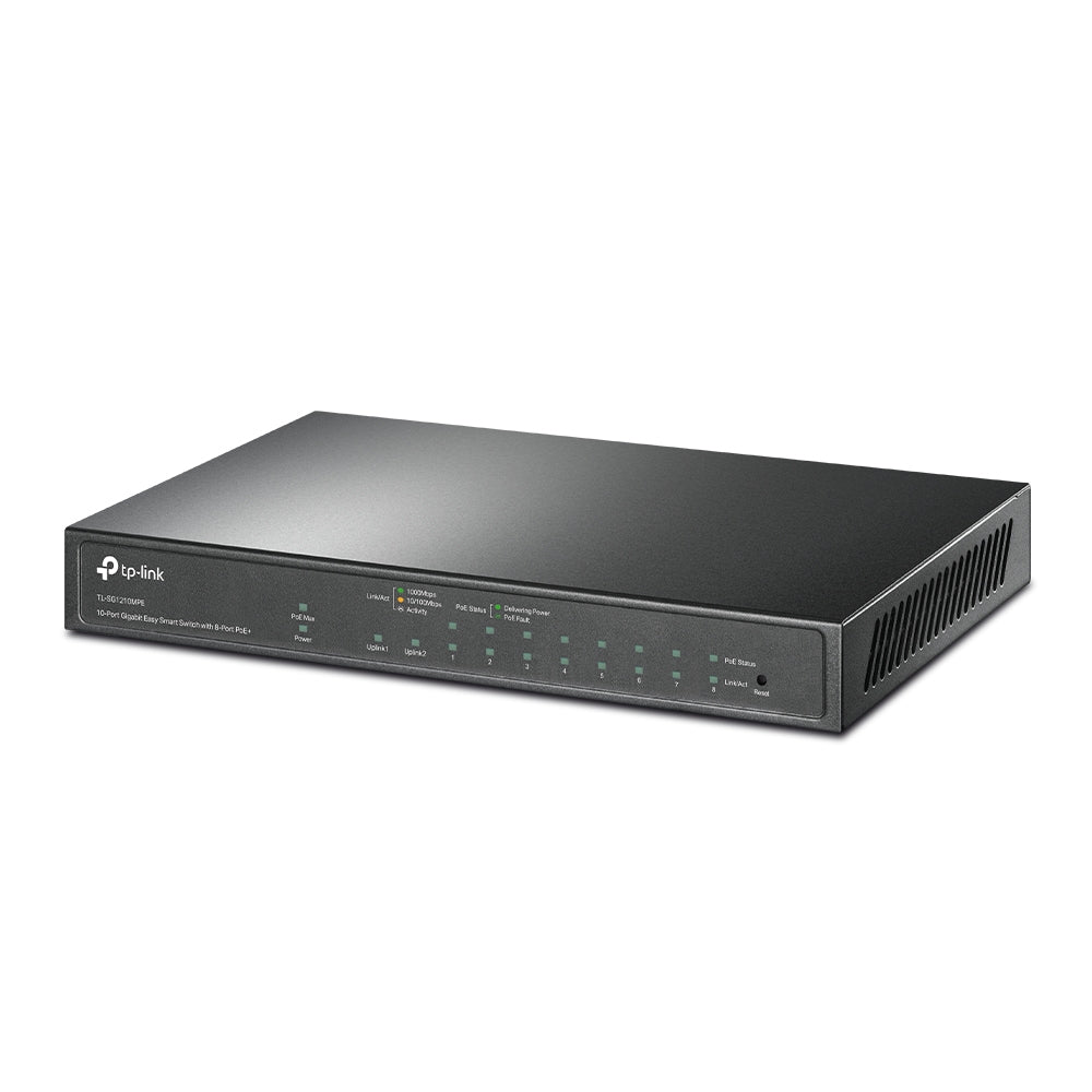 TP-LINK Easysmart TL-SG1210MPE 10 Puertos Gestionable Conmutador Ethernet - Gigabit Ethernet - 10/100/1000base-t, 1000BASE-X - 2 Capa Compatible - Modular - 1 Ranuras Sfp - 7.66w Power Consumption -