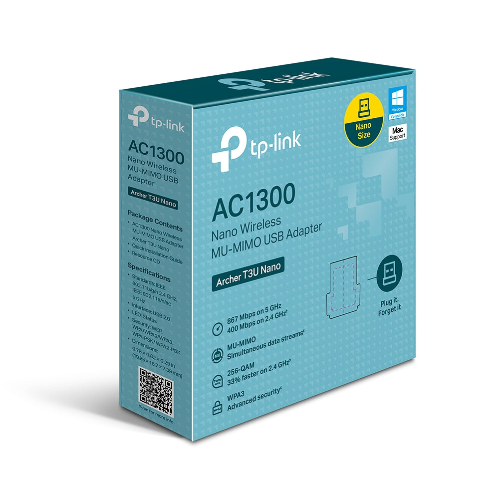 Adaptador Wi-Fi TP-Link Archer T3U Nano | Banda Dual, 1.27 Gbit/s