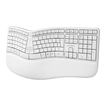 Combo Inalámbrico Acteck 2 en 1  Creator Virtuos Fitt Mk770 / Teclado Ergonómico + Mouse Vertical / 2.4  Mhz / 2400 Dpi / Teclado 100% + Teclas de Membrana / Recargable / Elite Blanco
