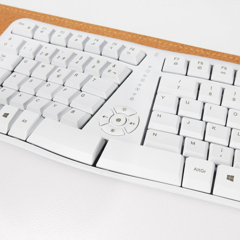Combo Inalámbrico Acteck 2 en 1  Creator Virtuos Fitt Mk770 / Teclado Ergonómico + Mouse Vertical / 2.4  Mhz / 2400 Dpi / Teclado 100% + Teclas de Membrana / Recargable / Elite Blanco