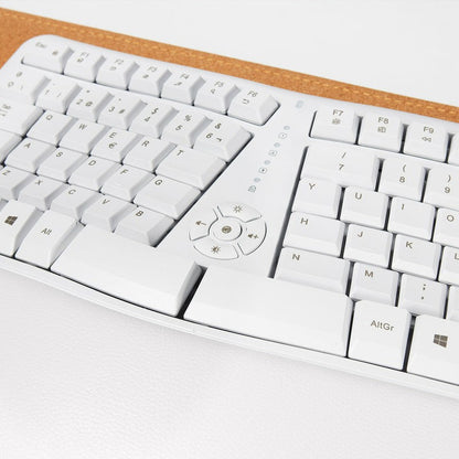 Combo Inalámbrico Acteck 2 en 1  Creator Virtuos Fitt Mk770 / Teclado Ergonómico + Mouse Vertical / 2.4  Mhz / 2400 Dpi / Teclado 100% + Teclas de Membrana / Recargable / Elite Blanco