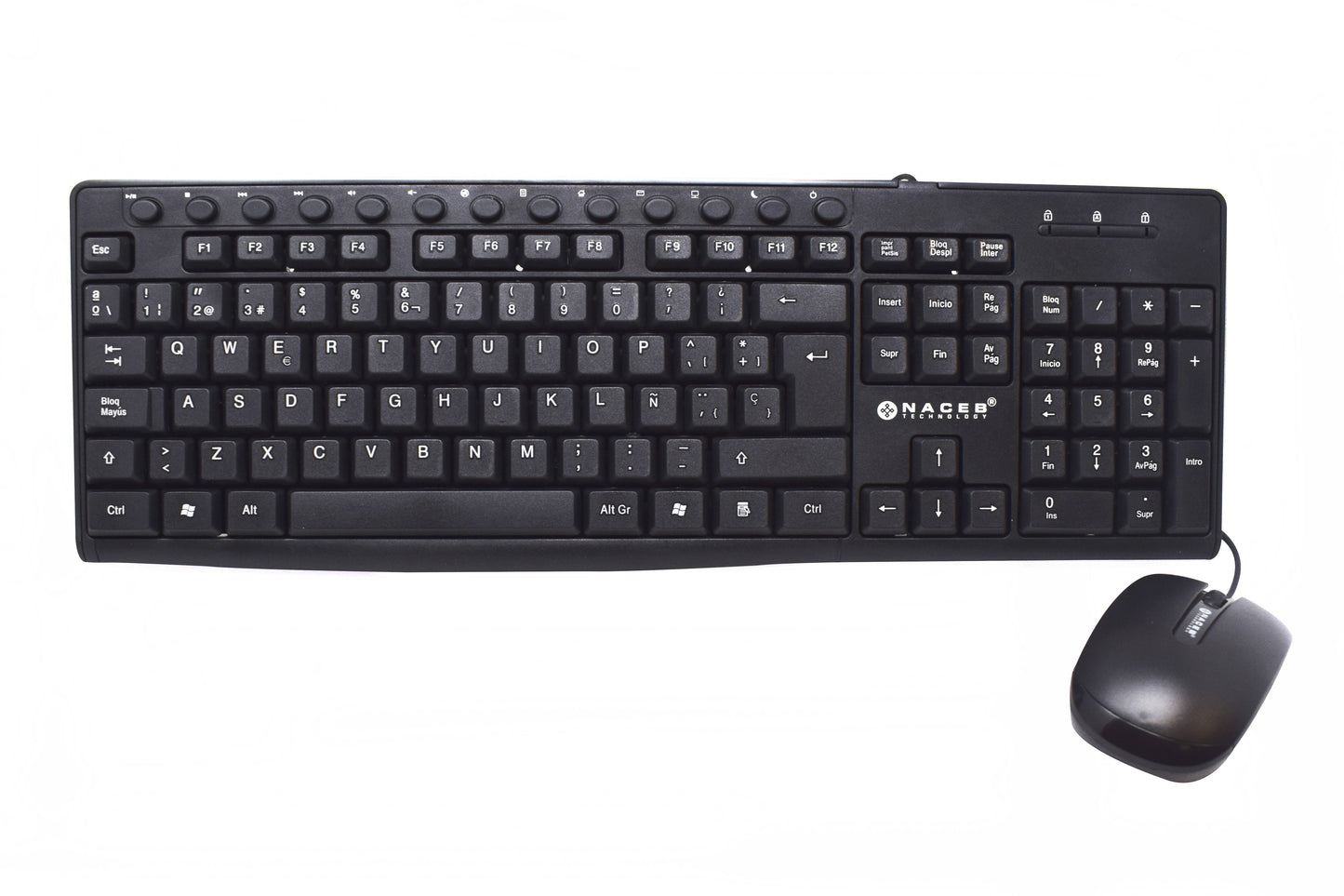 Kit Teclado y Mouse Naceb NA-112N | USB, Óptico, Diseño QWERTY