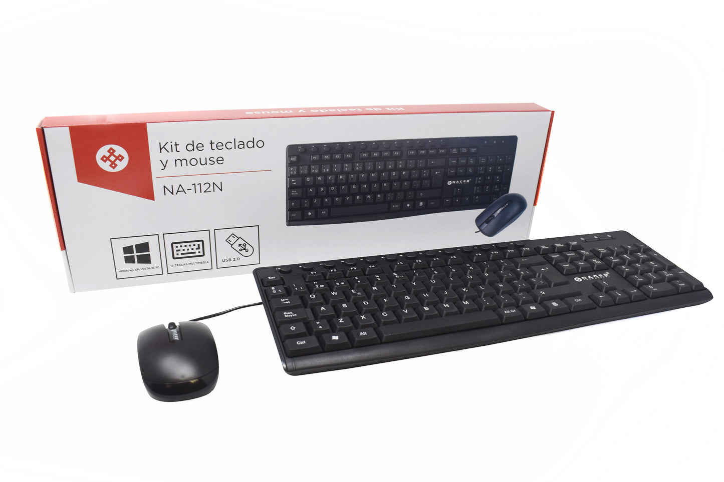 Kit Teclado y Mouse Naceb NA-112N | USB, Óptico, Diseño QWERTY