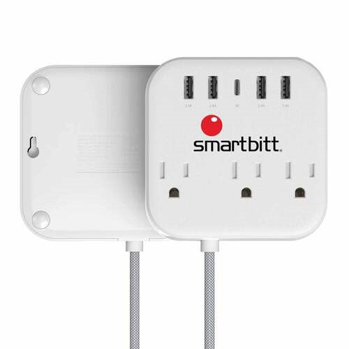 Regleta de Conexión Smartbitt SBSS-B3-5U | 3 Nema 5-15R, 3600J Sobretensión