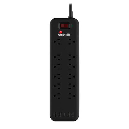 Supresor Smartbitt SBSS-B12-5U | 12 Salidas Nema 5-15R, 4 USB Tipo A, 150J