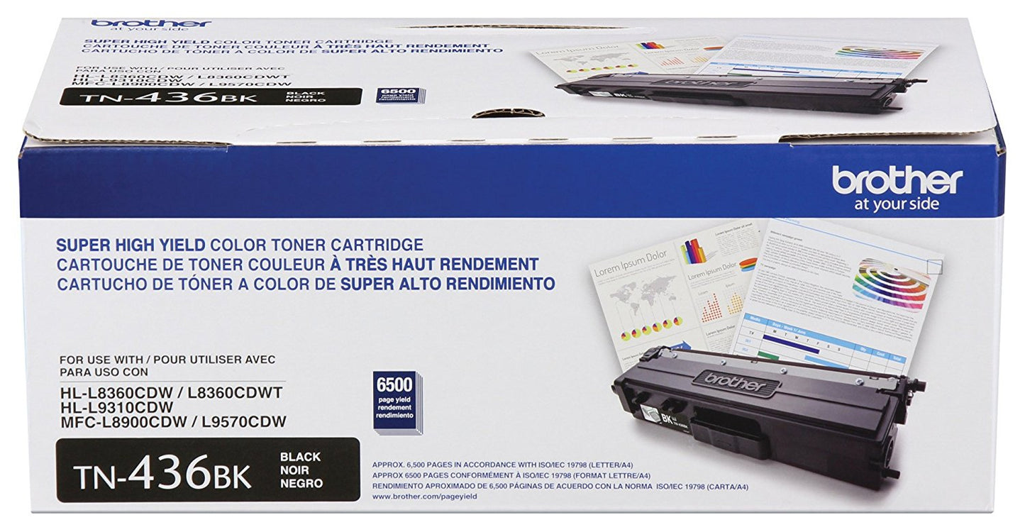 Cartucho de Tóner Brother Tn436bk Estándar Rendimiento Láser - Negro - Original - 1 Solamente - Láser - Estándar Rendimiento - 1 Solamente