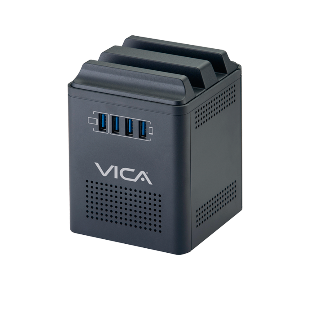 Vica Connect 800 Regulador Electrónico de Voltaje y Centro de Carga, Capacidad de 800va / 400w, 4 Tomas Nema 5-15r, 4 Puertos USB de Carga Rápida, Nema 5-15p, Indicadores Led, Certicado Nom,