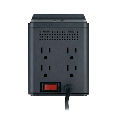 Vica Connect 800 Regulador Electrónico de Voltaje y Centro de Carga, Capacidad de 800va / 400w, 4 Tomas Nema 5-15r, 4 Puertos USB de Carga Rápida, Nema 5-15p, Indicadores Led, Certicado Nom,