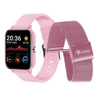 Reloj Inteligente Xzeal STASWM3CP | Monitor de Ritmo Cardiaco, Podómetro, Rosa