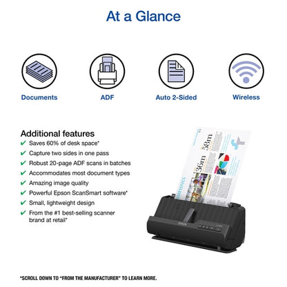 Escáner Epson Workforce ES-C320W | 600 DPI, 30 PPM Portátil