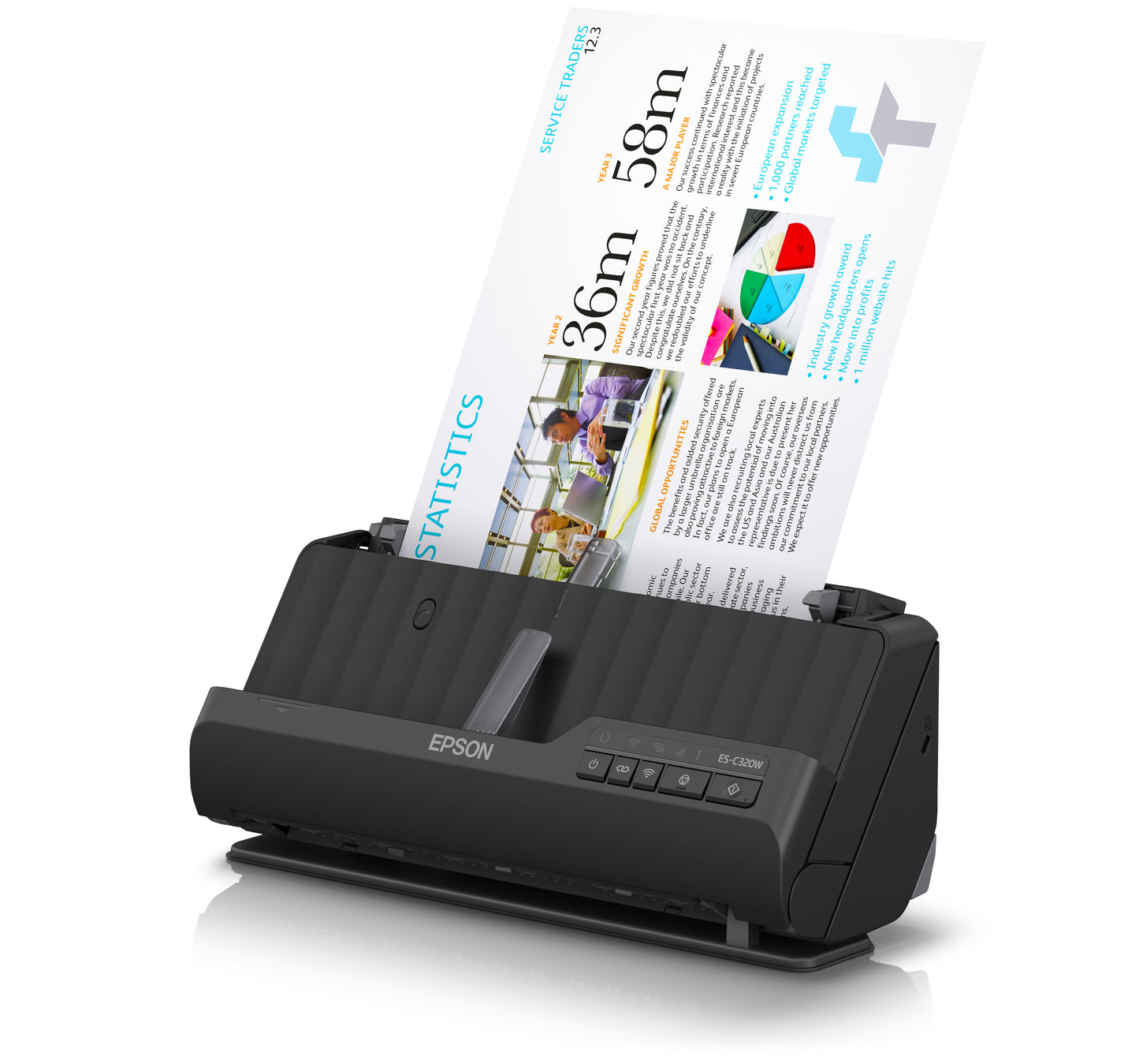 Escáner Epson Workforce ES-C320W | 600 DPI, 30 PPM Portátil