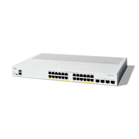 Cisco Switch Catalyst 1200, 24 Puertos Gigabit Ethernet, Poe+ con 195w Totales, 4 Puertos Sfp (4x1g), Incluye Cable Cab-16awg-ac, el Smartnet Se Adquieren Por Separado.