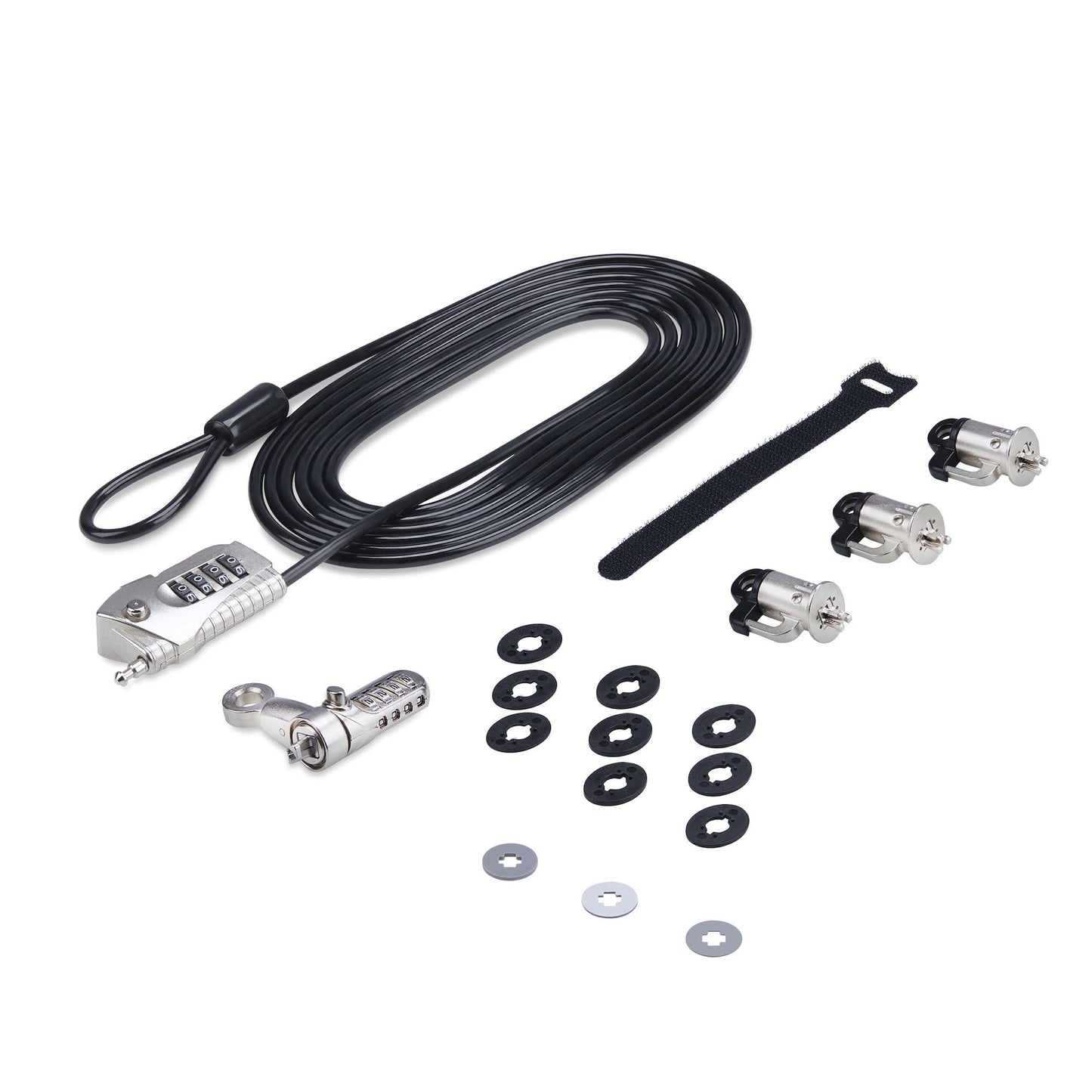 Startech.com Juego de Candado para Computadora y Periféricos - Cable de 3m de Acero - Candado Antirrobo - K-SLOT - para 3 Dispositivos - 2.99m Cable - Reiniciable - 4-dígitos - Cerradura de
