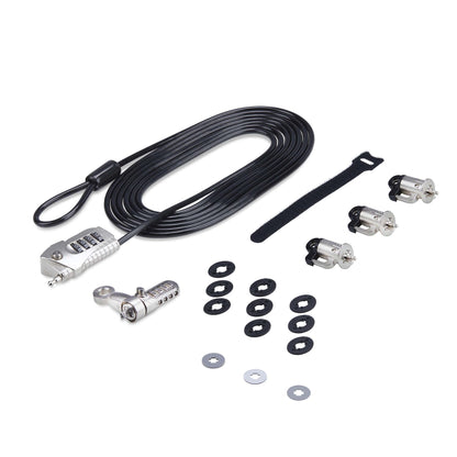 Startech.com Juego de Candado para Computadora y Periféricos - Cable de 3m de Acero - Candado Antirrobo - K-SLOT - para 3 Dispositivos - 2.99m Cable - Reiniciable - 4-dígitos - Cerradura de