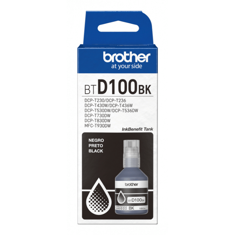 Botella de Recarga de Tinta Brother Btd100bk - Negro - Inyección de Tinta - 7500 Páginas