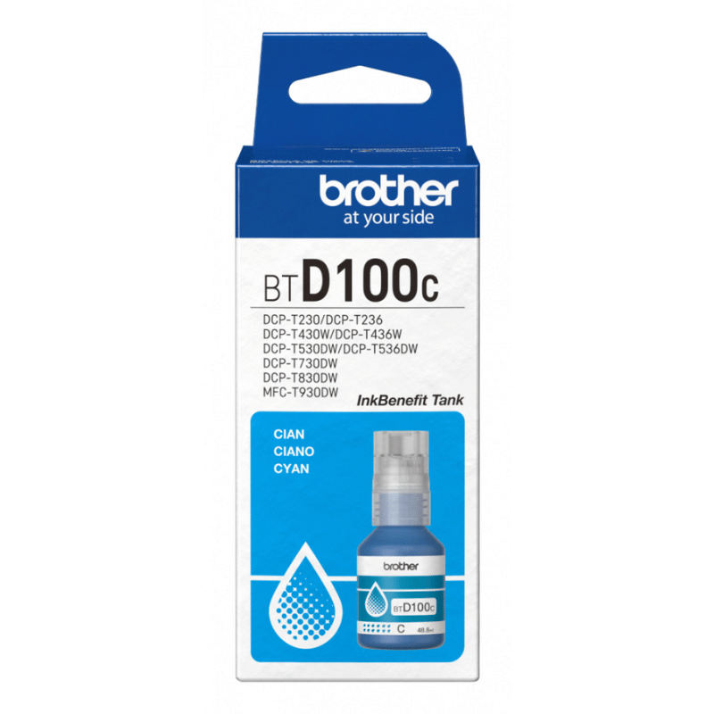 Botella de Recarga de Tinta Brother Btd100c - Azul Ciánico - Inyección de Tinta - 48,8 Ml
