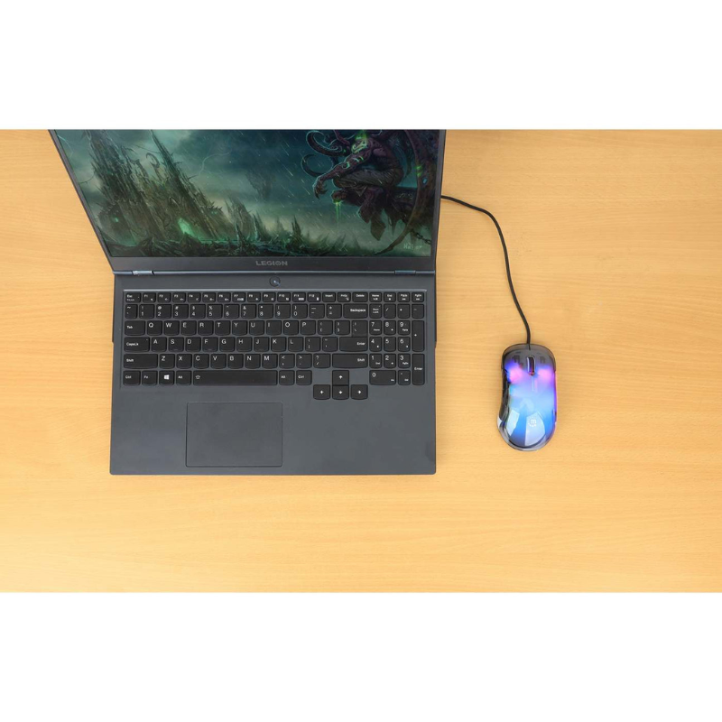 Manhattan Tama?o Completo Mouse - USB Tipo a - Óptico - 5 Botón(es) - Transparente - Cable - 12800 Dpi - Rueda de Desplazamiento - Diestro