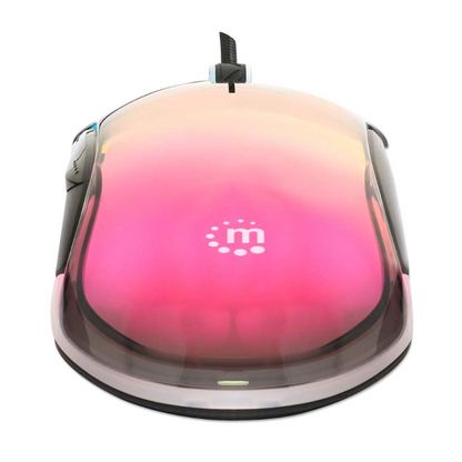Manhattan Tama?o Completo Mouse - USB Tipo a - Óptico - 5 Botón(es) - Transparente - Cable - 12800 Dpi - Rueda de Desplazamiento - Diestro
