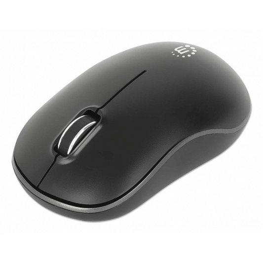 Manhattan Mw3075 Tama?o Completo Mouse - Radiofrecuencia - USB Tipo a - Óptico - 3 Botón(es) - Negro - Inalámbrico - 10m - 2.40GHZ - 1200 Dpi - Rueda de Desplazamiento - Simétrico - 1 X Aa Battery