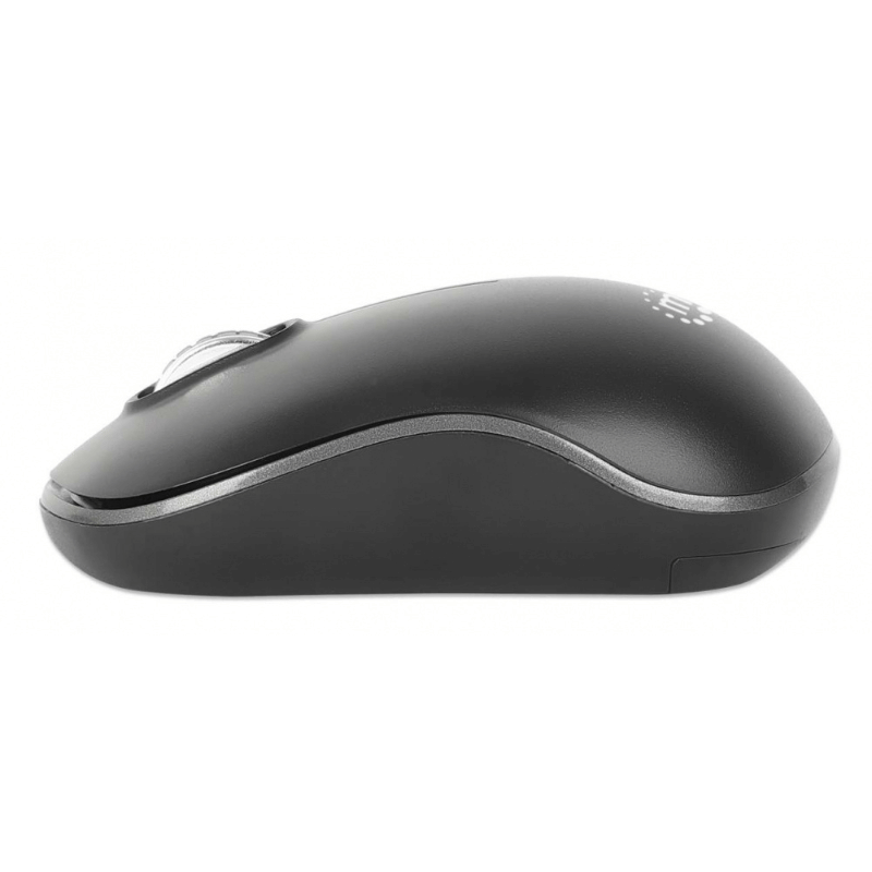 Manhattan Mw3075 Tama?o Completo Mouse - Radiofrecuencia - USB Tipo a - Óptico - 3 Botón(es) - Negro - Inalámbrico - 10m - 2.40GHZ - 1200 Dpi - Rueda de Desplazamiento - Simétrico - 1 X Aa Battery