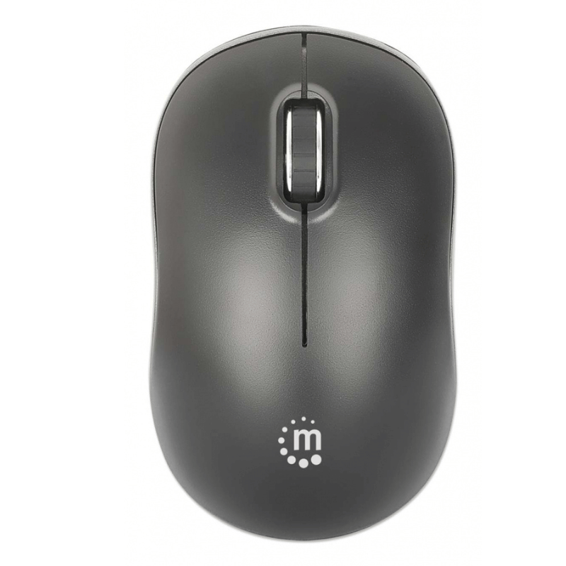 Manhattan Mw3075 Tama?o Completo Mouse - Radiofrecuencia - USB Tipo a - Óptico - 3 Botón(es) - Negro - Inalámbrico - 10m - 2.40GHZ - 1200 Dpi - Rueda de Desplazamiento - Simétrico - 1 X Aa Battery